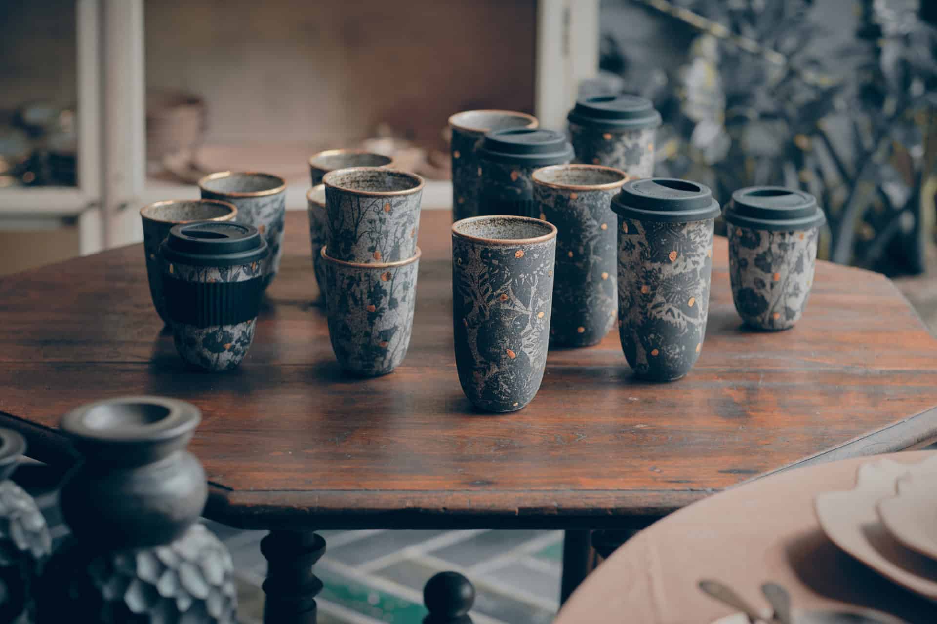 Ceramic Cups on table